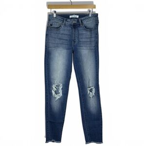 KanCan Cassandra Mid Rise Super Skinny Jeans Womens 9/28 Distressed Frayed Hem